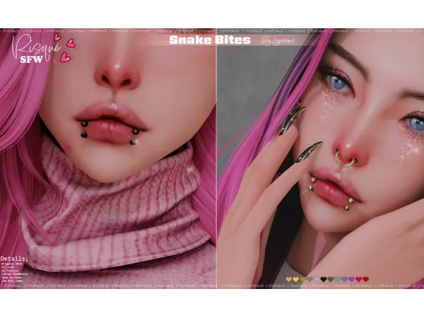 Mix Snake Bite Lip Piercing by LYNXSIMZ - The Sims 4 Custom Content