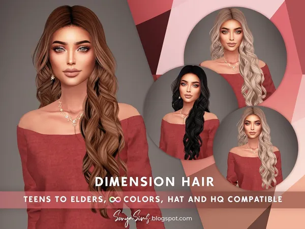 Alpha Dimension Hair - The Sims 4 Custom Content
