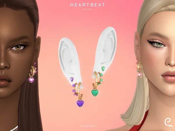 Maxis Match [EnriqueS4] Heartbeat Earrings - The Sims 4 Custom Content