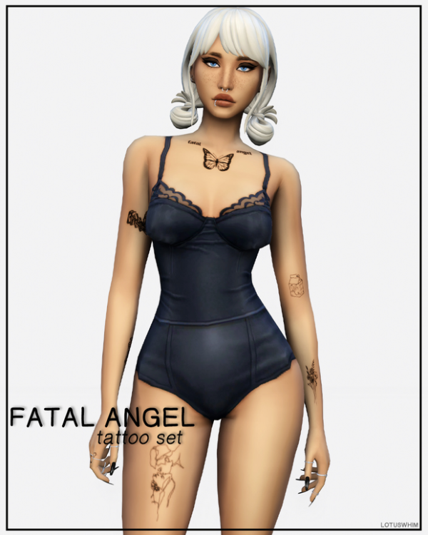 Mix Fatal Angel Tattoo Set by lotuswhimcc - The Sims 4 Custom Content