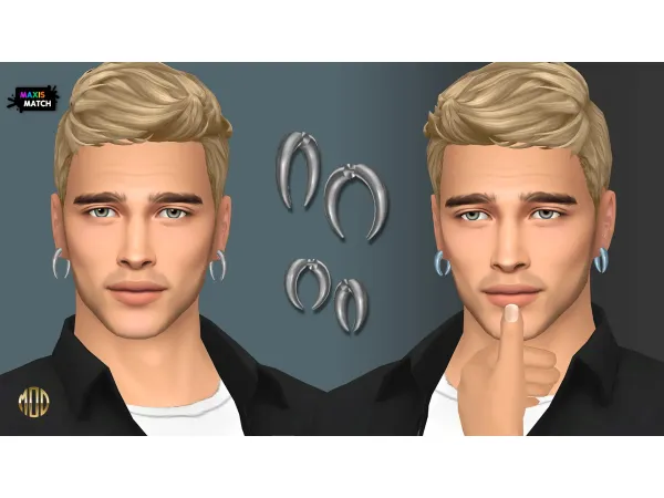 Maxis Match Metal horn earrings set by NataliS - The Sims 4 Custom Content