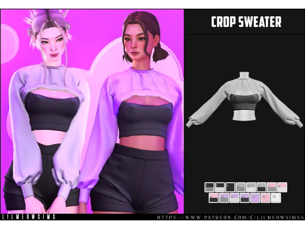 Alpha Crop Sweater - The Sims 4 Custom Content