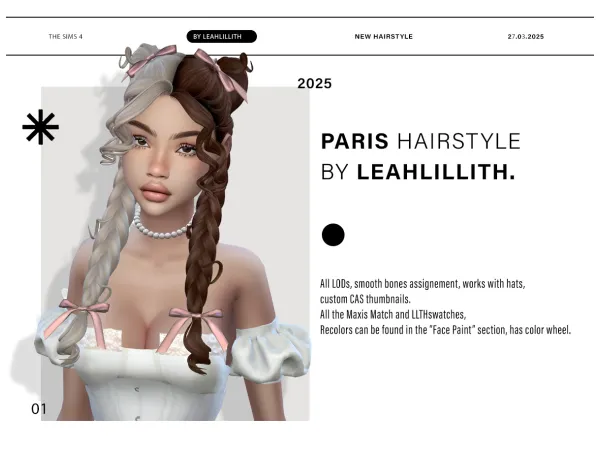 Maxis Match Paris Hairstyle Bows Accessory by leahlillith - The Sims 4 Custom Content