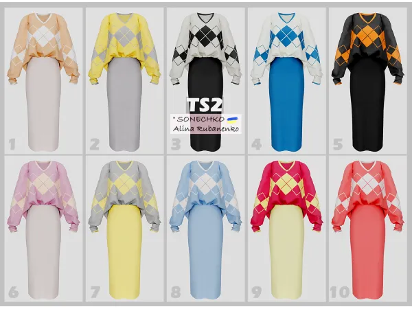 Sweater with a Long Skirt by sonechko - The Sims 2 Custom Content