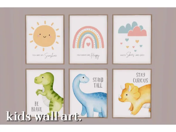 Sims 3 Mix Toddlers Objects CC: kids wall art set by shellsea