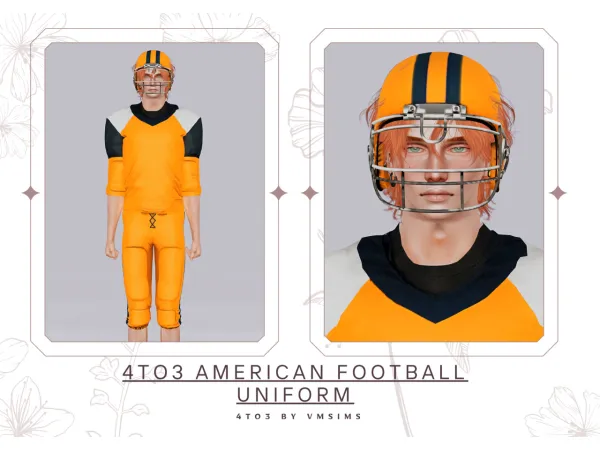Sims 3 Alpha Male Accessories CC: 4to3 American Football Uniform by VMSims