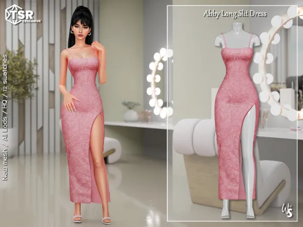 Alpha Abby Long Slit Dress - The Sims 4 Custom Content