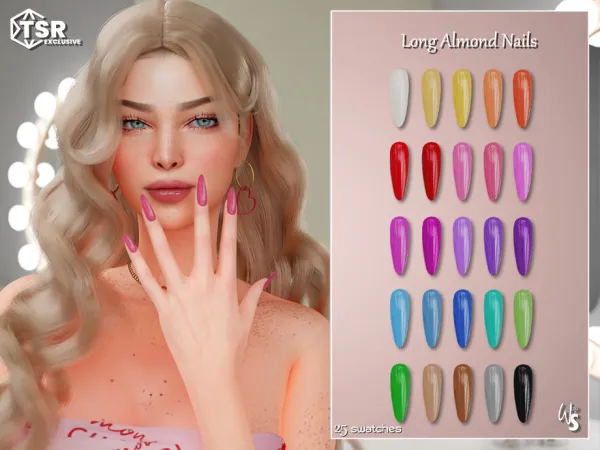 Alpha Long Almond Nails - The Sims 4 Custom Content