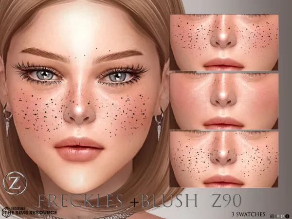 Alpha FRECKLES BLUSH Z90 by ZENX - The Sims 4 Custom Content