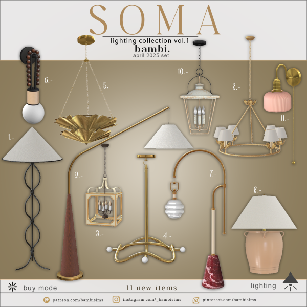 Alpha soma lights collection volume 1 by bambisims - The Sims 4 Custom Content
