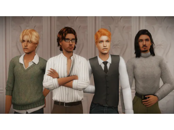 Four Male Hair Retextures by eleysims - The Sims 2 Custom Content