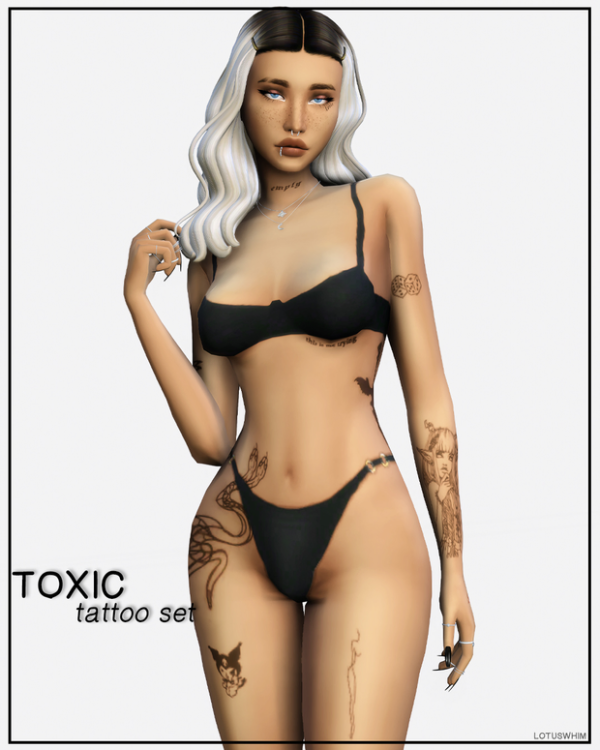 Mix Toxic Tattoo Set by lotuswhimcc - The Sims 4 Custom Content