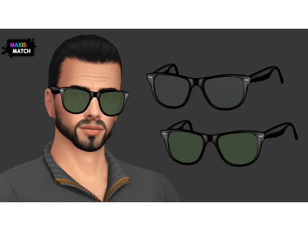 Maxis Match MENS CLASSIC WAYFARER SUNGLASSES by NataliS - The Sims 4 Custom Content