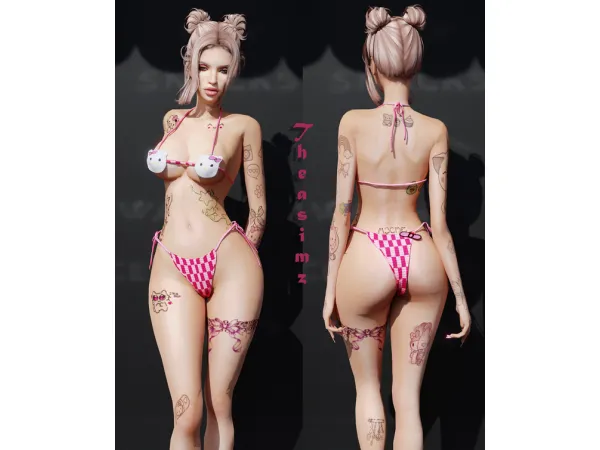 Mix Kawaii tattoo N02 by Theasimz - The Sims 4 Custom Content