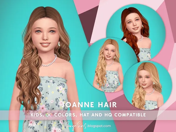 Alpha JOANNE HAIR KIDS - The Sims 4 Custom Content