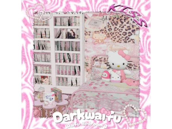 Mix Waifu Bedroom by Darkwaifu - The Sims 4 Custom Content