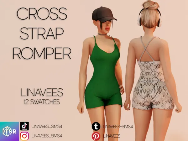 Alpha DREAM CROSS STRAP ROMPER by linavees - The Sims 4 Custom Content