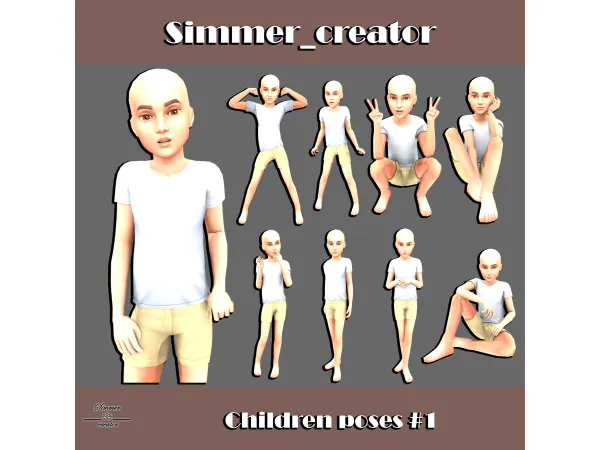 Mix Children poses 1 by Meow_creator - The Sims 4 Custom Content
