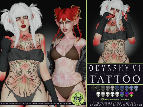 Mix Odyssey V1 Tattoo - The Sims 4 Custom Content