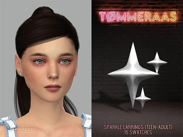 Mix Tu00d8MMERAAS Sparkle Earrings for Teen Adult (91) - The Sims 4 Custom Content