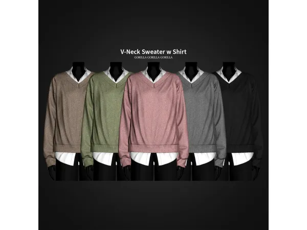 V-Neck Sweater w Shirt AF by gorillax3
