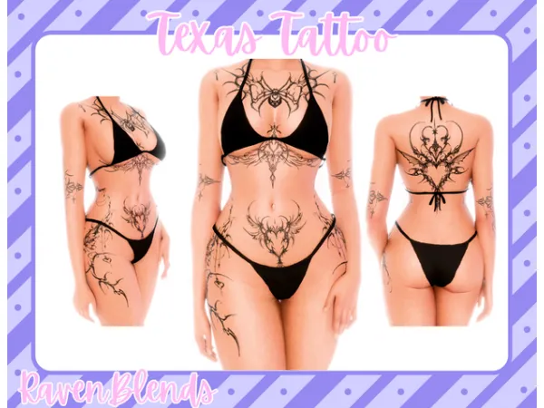 Mix Texas Tattoo by RavenBlends - The Sims 4 Custom Content