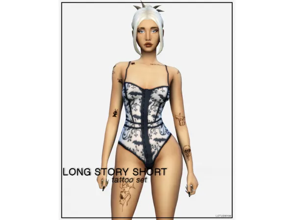 Mix Long Story Short Tattoo Set - The Sims 4 Custom Content