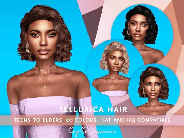 Alpha SonyaSims Tellurica Hair [SIMSFINDS] - The Sims 4 Custom Content