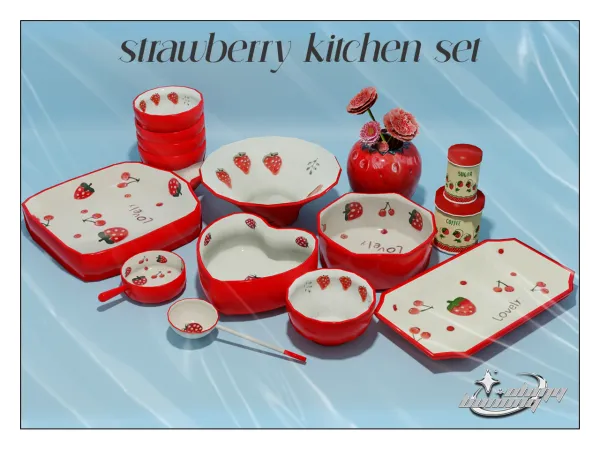 Alpha STRAWBERRY KITCHEN SET - The Sims 4 Custom Content