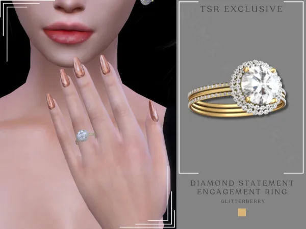 Alpha Diamond Statement Engagement Ring by Glitterberryfly - The Sims 4 Custom Content