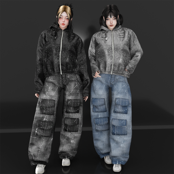 Alpha OUTFIT WHITE STRIPES by whimp - The Sims 4 Custom Content