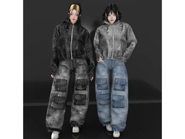 Alpha OUTFIT WHITE STRIPES - The Sims 4 Custom Content