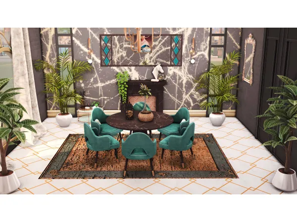 Alpha B Emerald Dining Room by miwisimsie - The Sims 4 Custom Content