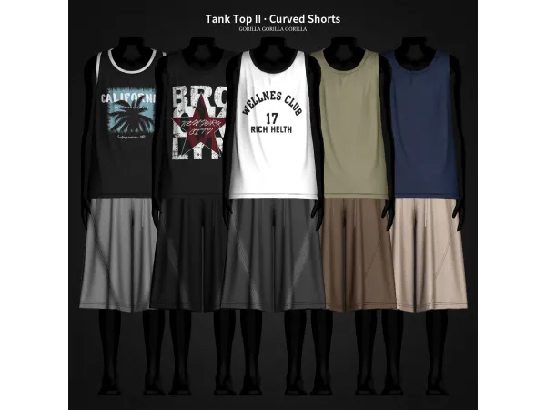 Alpha Tank Top II u00b7 Curved Shorts by gorillax3 - The Sims 4 Custom Content