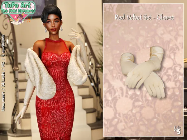 Alpha Red Velvet Set Gloves - The Sims 4 Custom Content