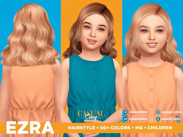 Alpha Ezra Hairstyle for children - The Sims 4 Custom Content