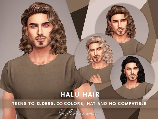 Alpha Halu Hair for Males - The Sims 4 Custom Content