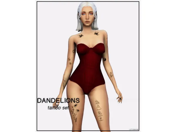 Mix Dandelions Tattoo Set - The Sims 4 Custom Content