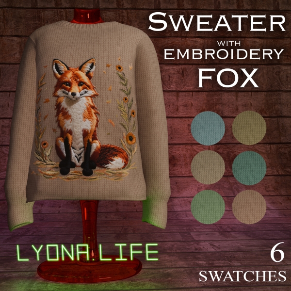 Mix Sweater FoxEmbroidery by lyonalife - The Sims 4 Custom Content