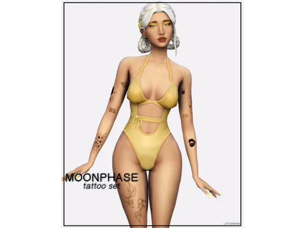 Mix Moonphase Tattoo Set - The Sims 4 Custom Content