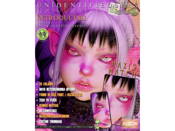 Maxis Match Jukebox Eyes with Heterochromia Options - The Sims 4 Custom Content