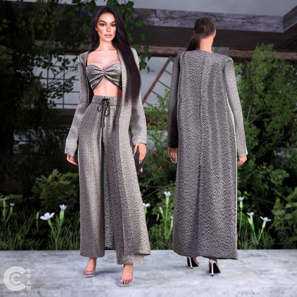 Alpha Wool Open Cardigan With Bralette Top by cool_content_star - The Sims 4 Custom Content