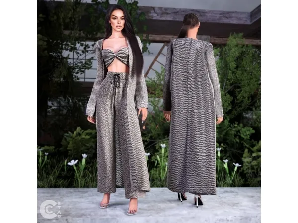 Alpha Wool Open Cardigan With Bralette Top - The Sims 4 Custom Content