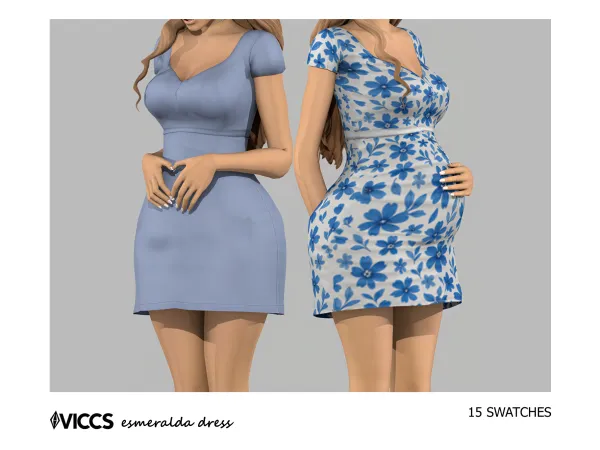 Mix VICCS_ESMERALDA DRESS (TEEN ELDER) - The Sims 4 Custom Content
