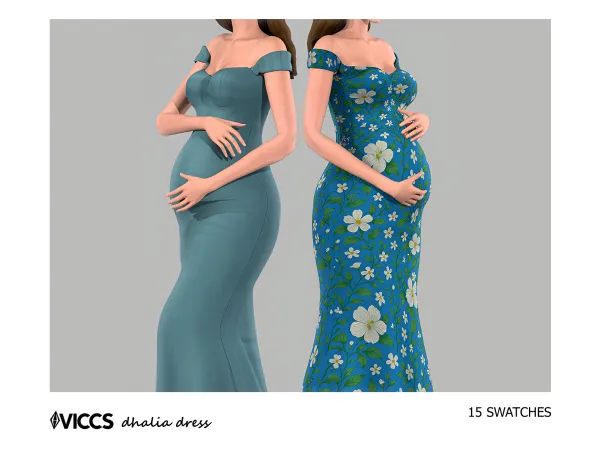 Viccs_ Dhalia Dress (Teen Elder) - The Sims 4 Custom Content