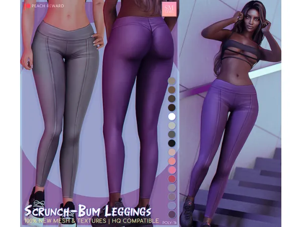 Mix PEACH Scrunch bum Leggings by v - The Sims 4 Custom Content