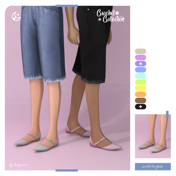 Maxis Match Pointed Toe Flats Crochet Collection III by luxysims - The Sims 4 Custom Content