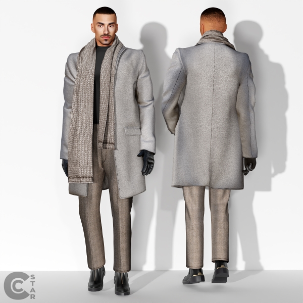 Alpha Trendy Suit with Long Coat, Scarf and gloves cool_content_star by cool_content_star - The Sims 4 custom content