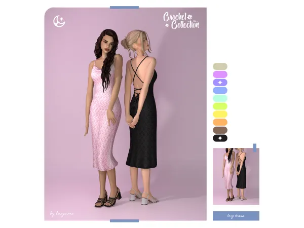 Maxis Match Long Dress Crochet Collection III - The Sims 4 Custom Content