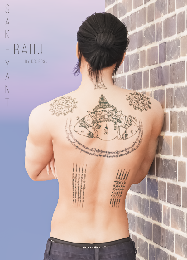 Mix Tattoo Collection Sak Yant Pallet Rahu by simsfinds - The Sims 4 Custom Content